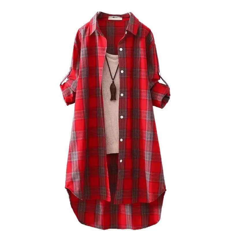 Spring Loose Plaid Shirt Women's 2025 New Design Sense Fashion Casual Sunscreen Shirt