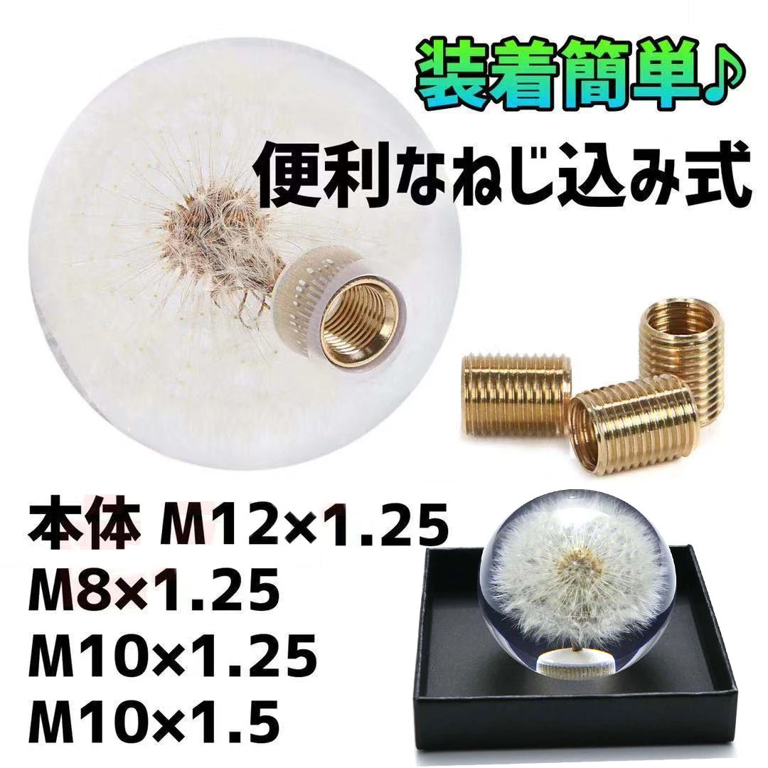 White Dandelion Crystal Bubble Car Gear Shift Knob with Real Flowers Diameter 70mm