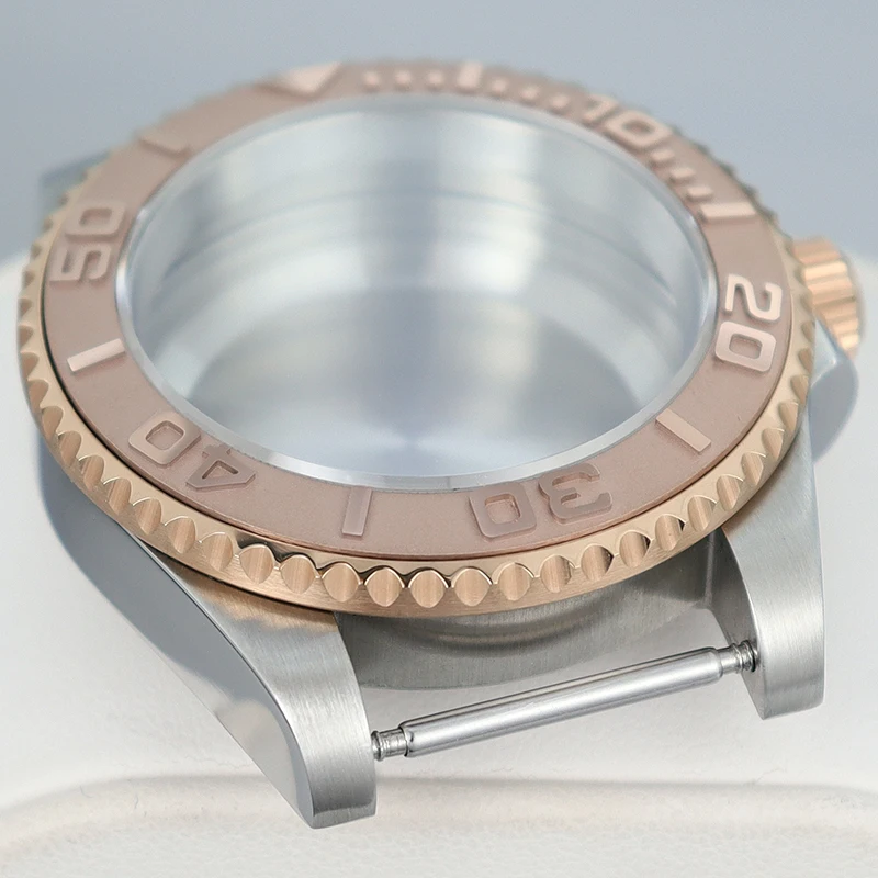 40MM NH35 Cassa per orologio Accessori Zaffiro Fit Seiko NH35 NH36 NH34 NH38 4R36 8215 2824 Cassa per orologio con movimento Lunetta per yacht in oro rosa