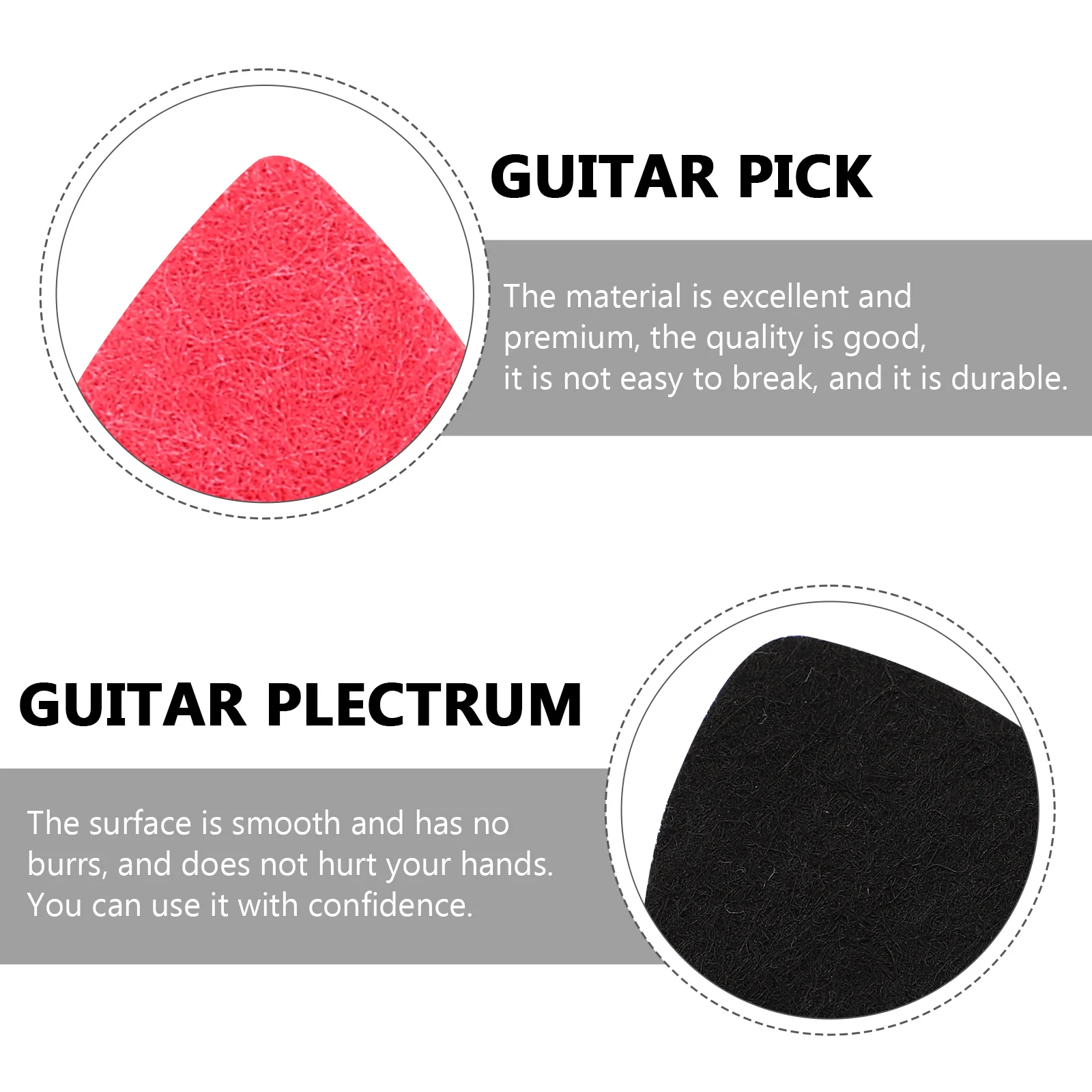 

20 pcs Felt Picks for Guitar Ukulele Electric Instruments Durable Smooth Surface Practical Guitar Parts Music Accessories