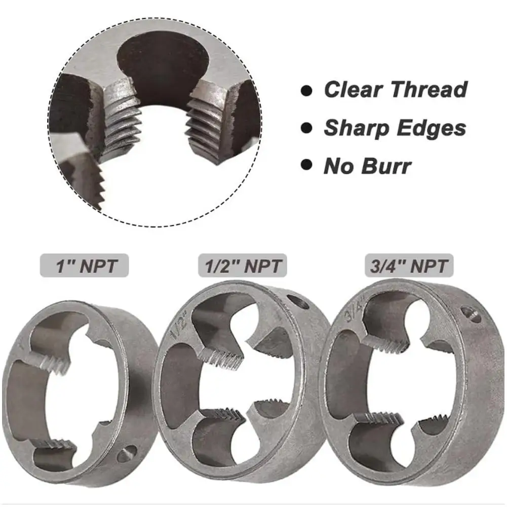 6PCS Set Plastic Pipe Thread Die Kit PVC/NPT Thread Pipe Water Maker Tools 1" Tap Thread 1/2" Die Wrench 3/4" Plumbing U7Q3