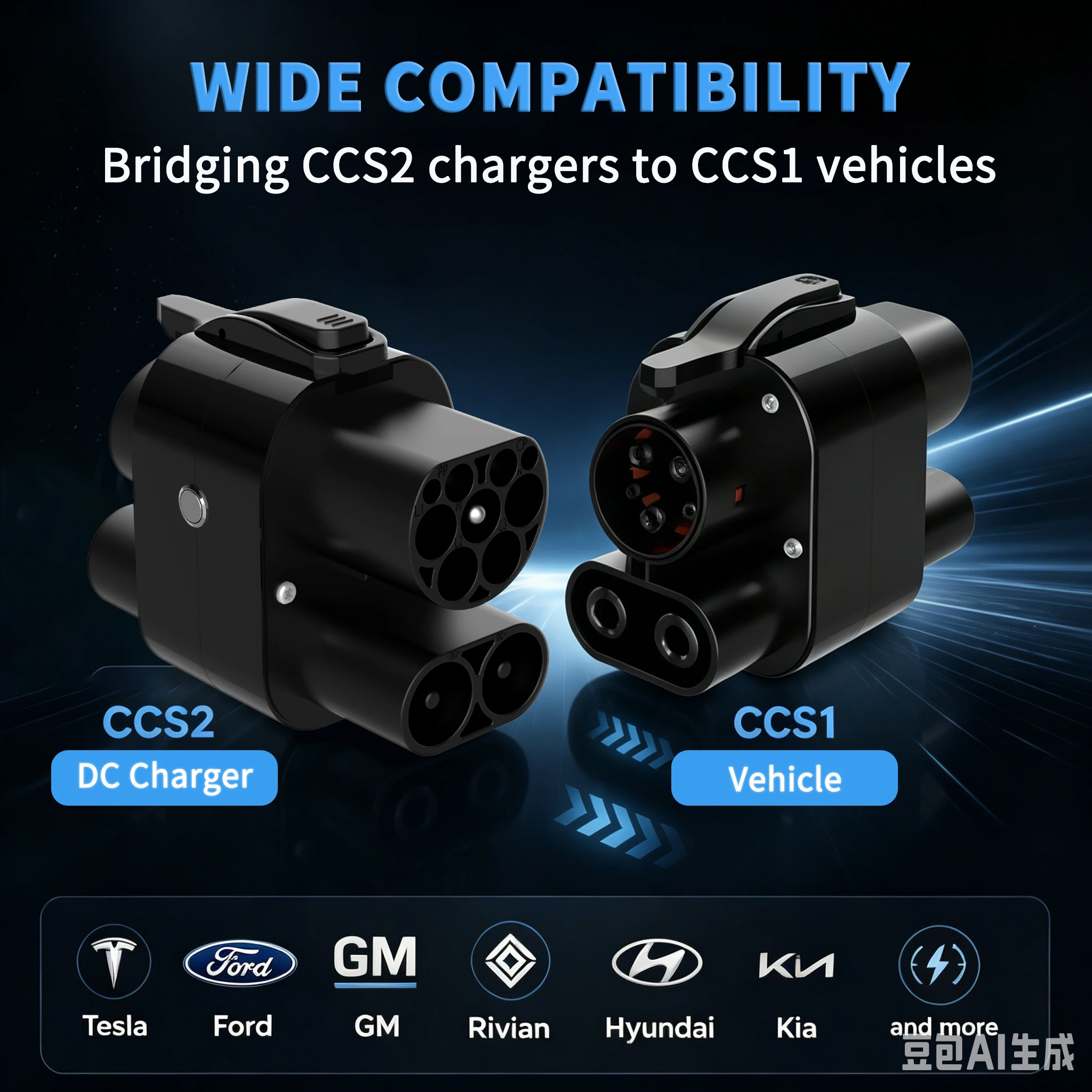 WUFEN Electric Vehicle Charging CCS2 to CCS1 Adapter 250KW DC 1000V Fast EV Charging Station CCS2 to CCS1 Car Connector