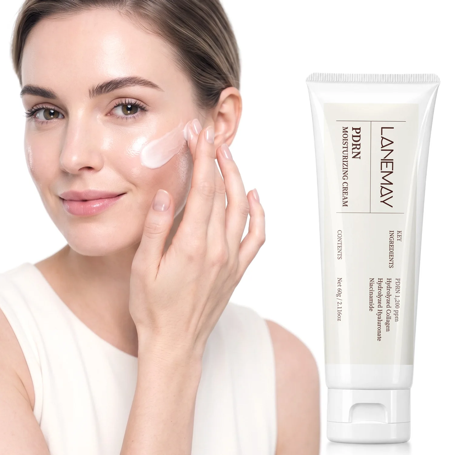 PDRN Moisturizing Cream- with 1200ppm PDRN, Hydrolyzed Collagen, Hyaluronate Niacinamide-Skin Renewal- Advanced Repair Skincare.