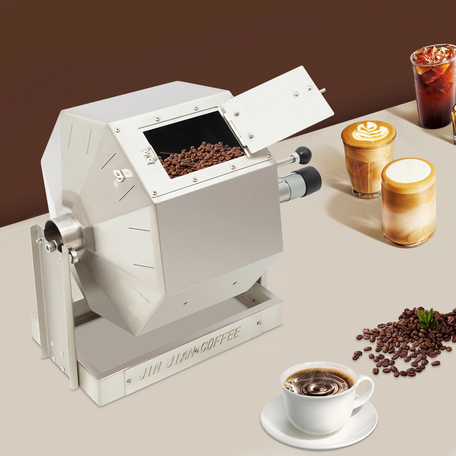 3.83gal    Coffee Bean Roaster with Speed Controller    Direct Fire Coffee Roaster   hine Stainless Steel Peanut Roaster
