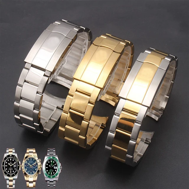 Cinturino da 20 mm per cinturino per orologio Rolex cintura da uomo in acciaio inossidabile Explorer 2 Daytona Submariner Black Water Ghost King cinturini AliExpress
