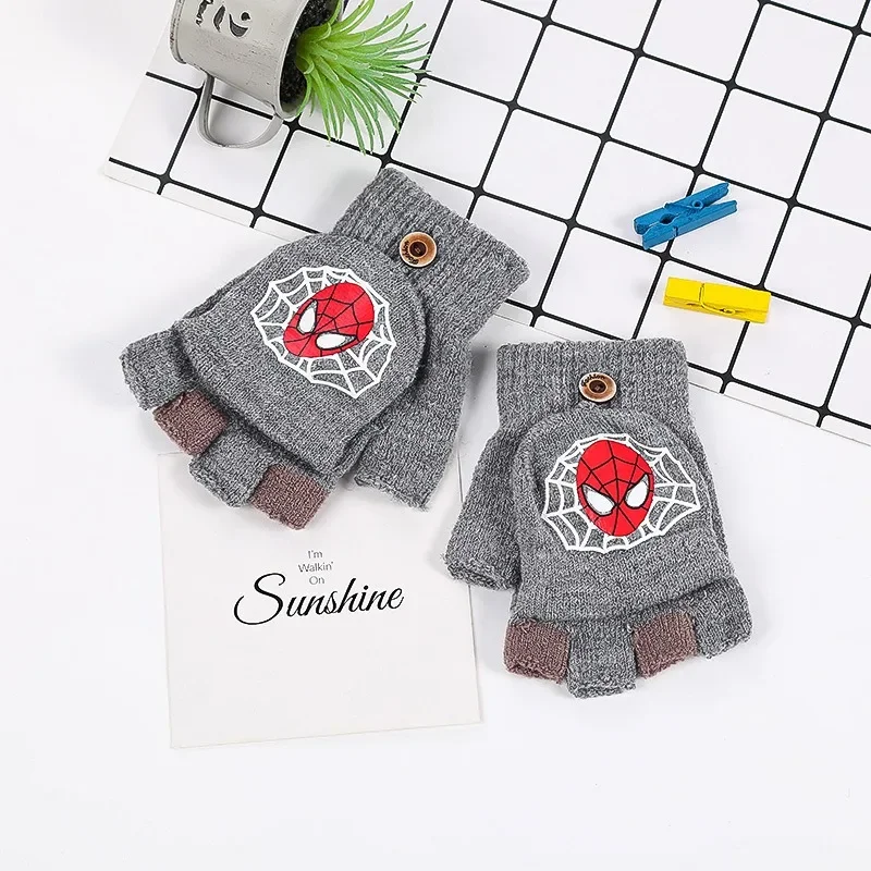 قفازات Marvel Spider-Man للأطفال الصغار نصف إصبع قفازات رياض الأطفال قفازات دافئة بعمر 4-10 سنوات هدية #5