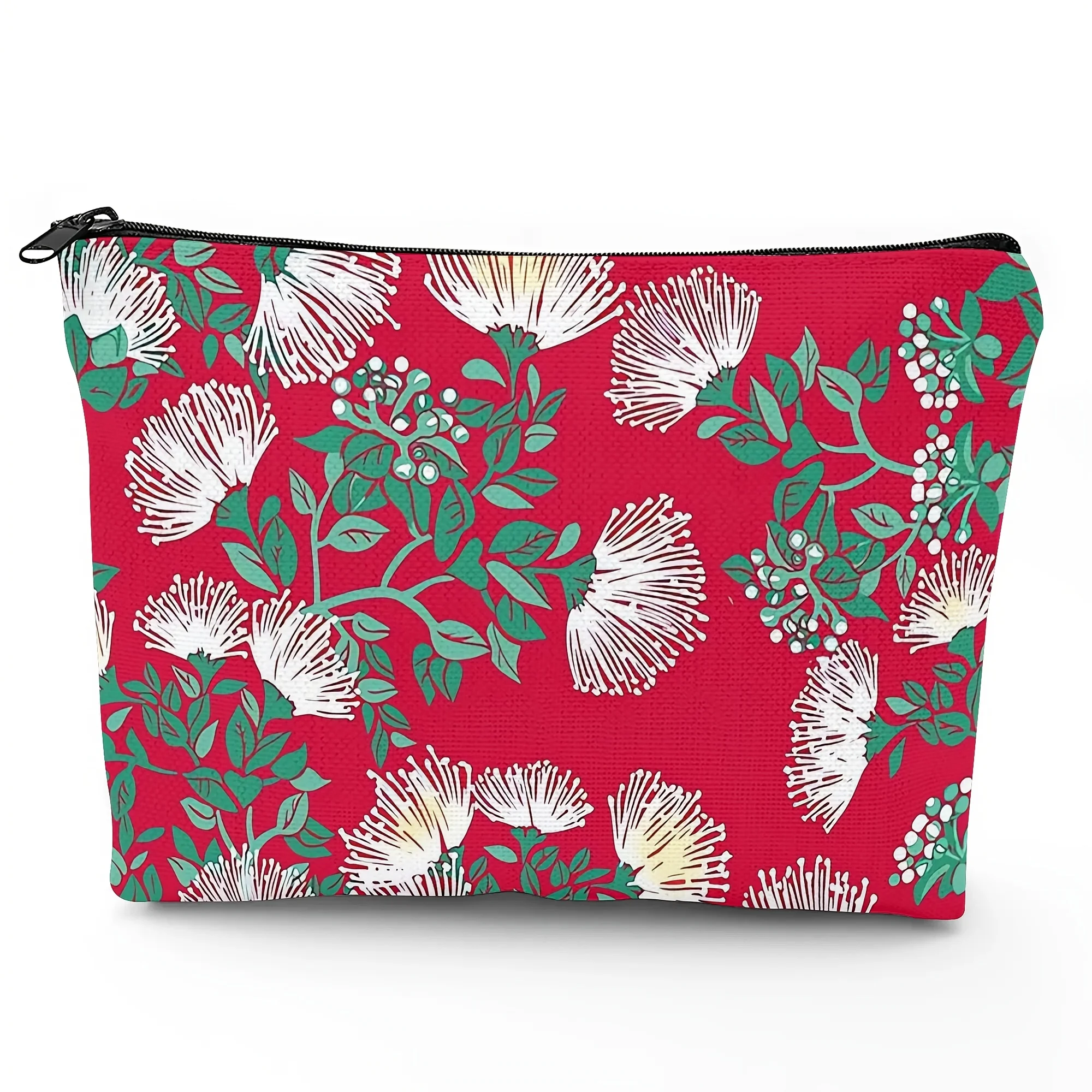 

Hawaiian Ohi a Lehua Puakea Red Suitable for Trips Commute Portable Makeup Bag Cosmetic Puakea Flower Compact Travel Pouch