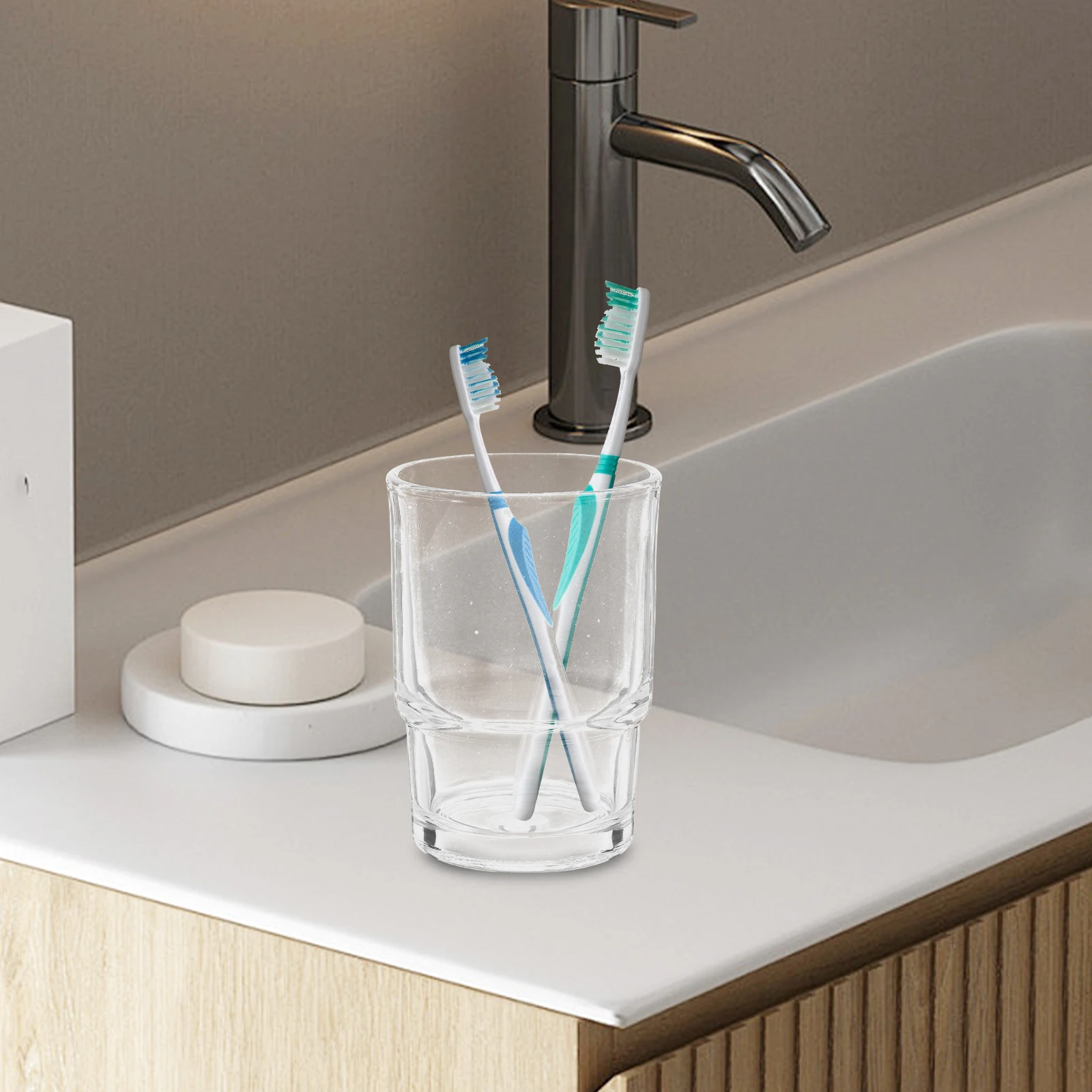 

2pcs Glass Cups for Toothbrush Frosted Clear Holder Bathroom Accessories Reusable Storage Glass Washing Cups Toothbrush Cup