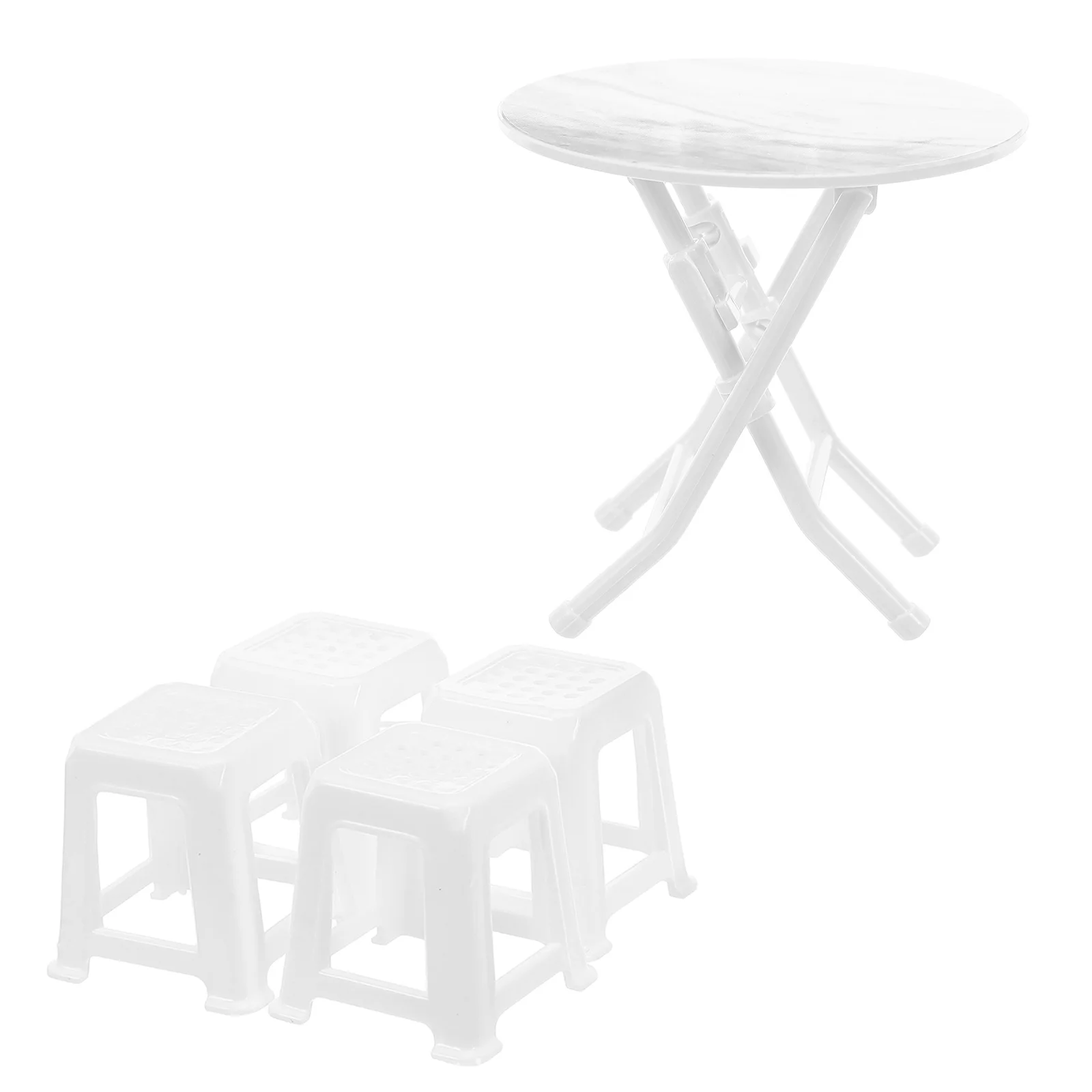 1 セットミニチュアダイニングテーブル椅子セットポータブルデザイン耐久性のあるプラスチック素材インタラクティブな小さな家具レイアウト