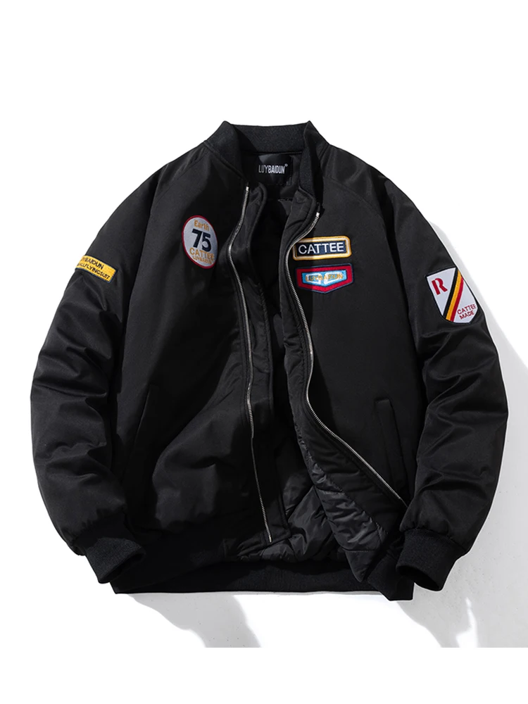 

Thiened осенне-зимняя бейсбольная одежда для пилотов Jaet ex Свободная хлопковая рабочая одежда Верхняя одежда для пар Теплый полиэстер