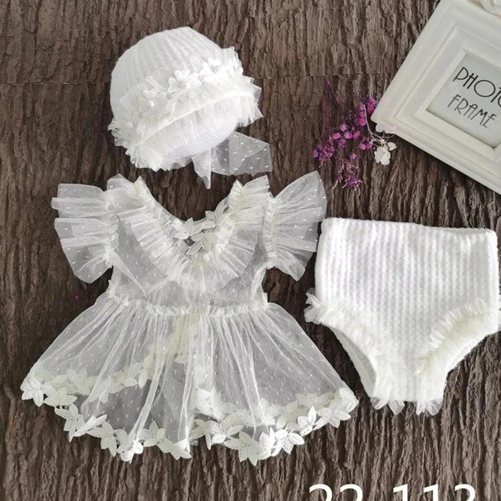 Baby Photo Costume Props Newborn Cute and Sweet Princess Themed Hat+Clothing 1 Set of 3 Pieces Photography Props for Newborn