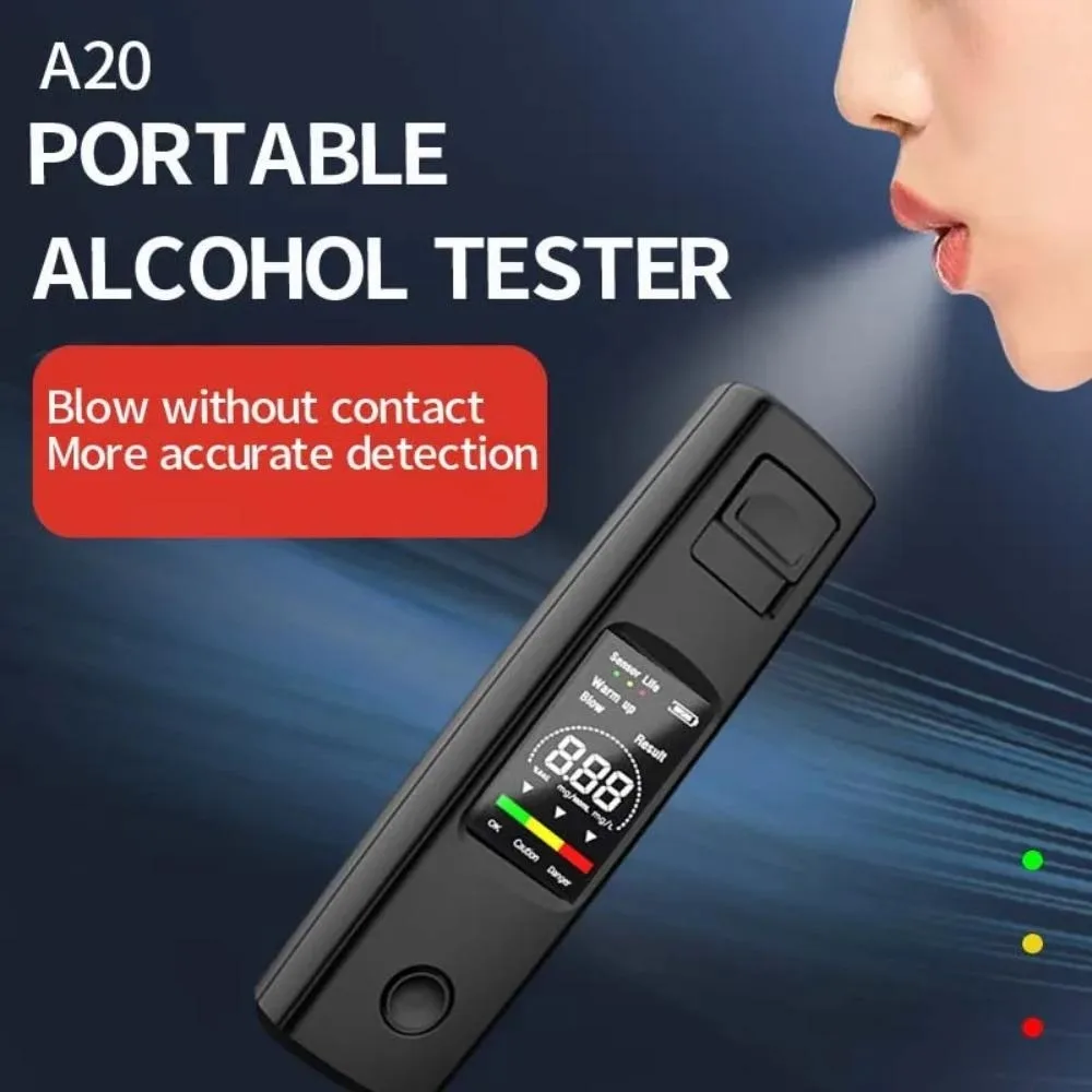 Portable Alcohol Tester High Precision Blow Detector Breathalyzer for Car Drivers Vehicle Traffic Safety Measuring Instrument