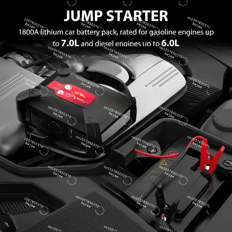 1800A Car Jump Starter with Air Pump Inflator Multifunctional Emergency Vehicle Starting Power Supply OEM Factory