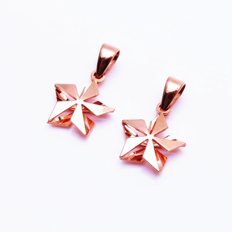 New 585 Purple Gold Star Necklace 14K Rose Gold Pendant Classic Three-dimensional Craft Light Luxury Ladies Jewelry