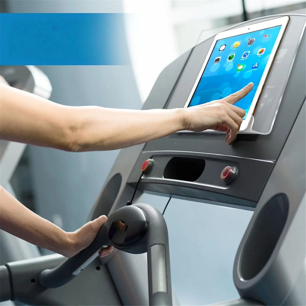 ABKS-Mesa roulante per esercizi da corsa Porta tablet in acrilico Portariviste da lettura per bici Espositore per tablet portatile