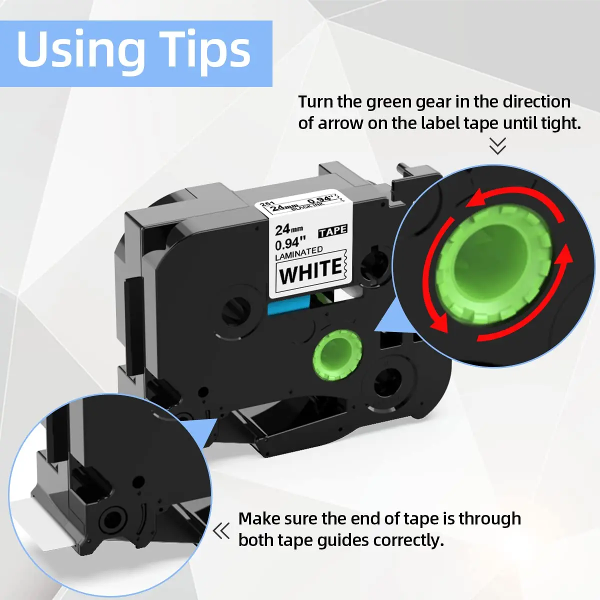 24mm Stickey Label Tape Laminated Labels Compatible for Brother P touch Label Tape