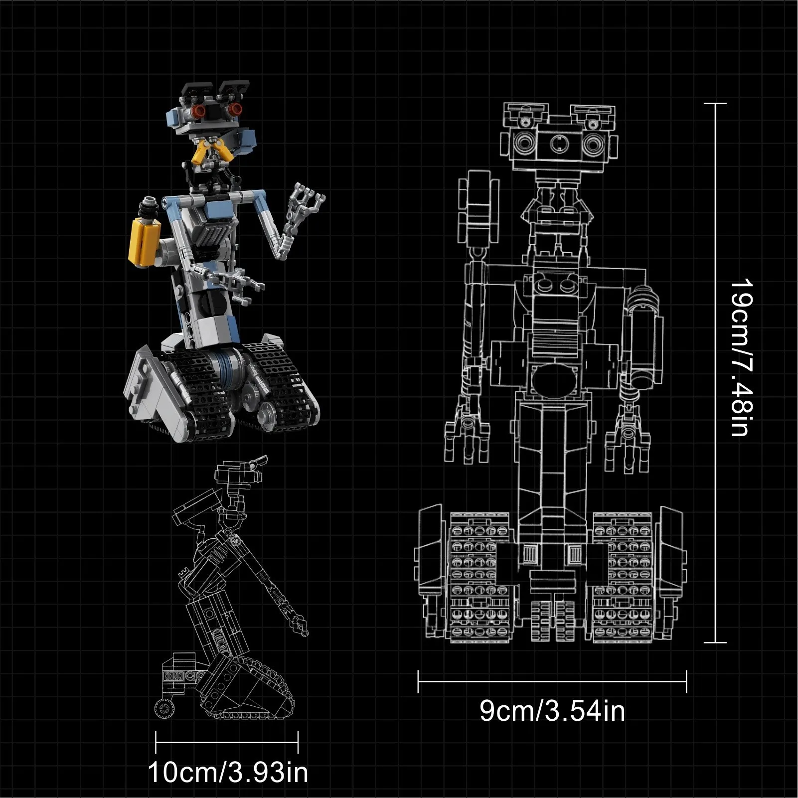 Buildmoc Short No.5 Robots Circuited Johnny 5 Robot Action Figures Building Blocks Bricks Kits Toys for Children Kids Gifts Toy