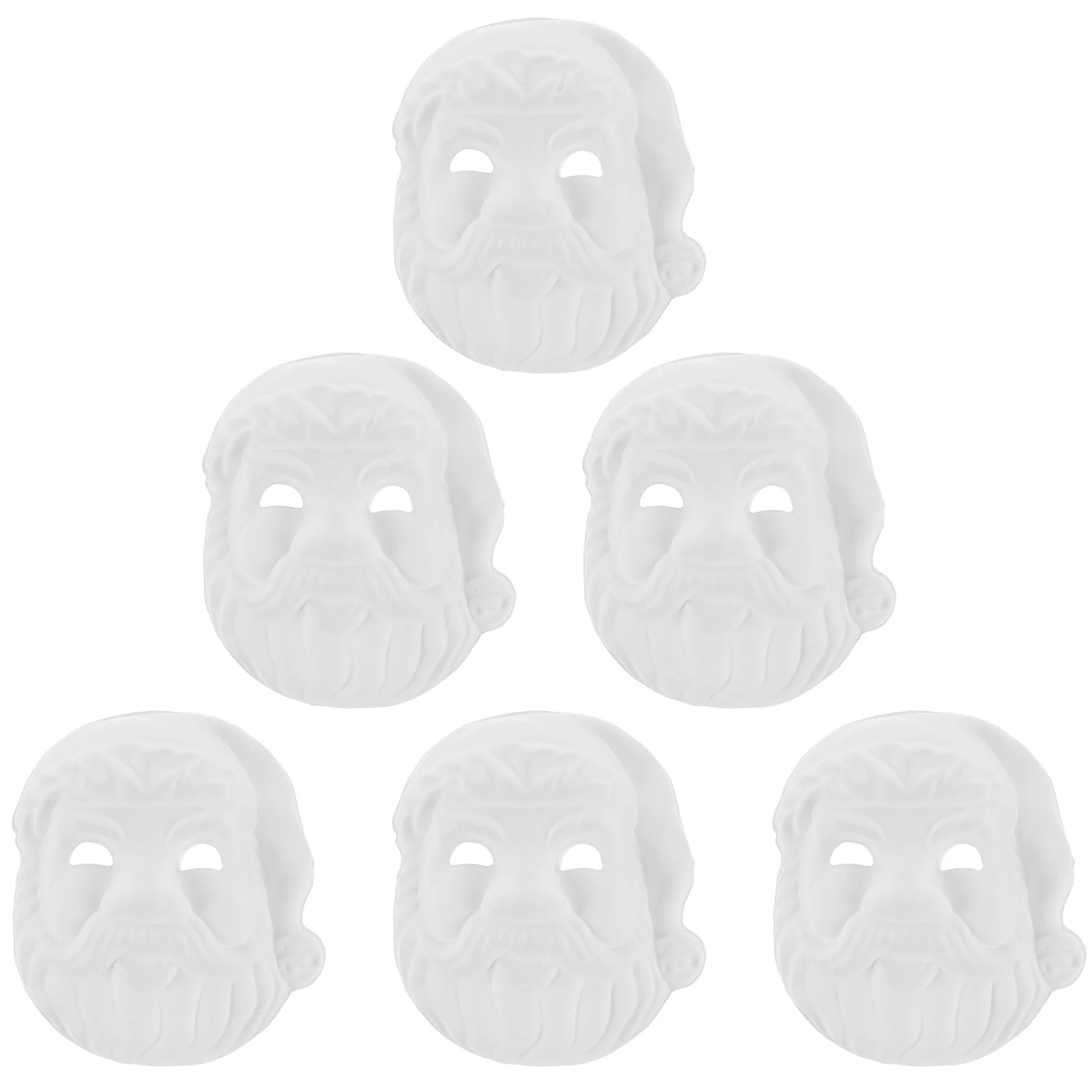 6 Pcs DIY Santa Claus Mask Gifts Christmas Masquerade Face Pulp White Party Decor Child