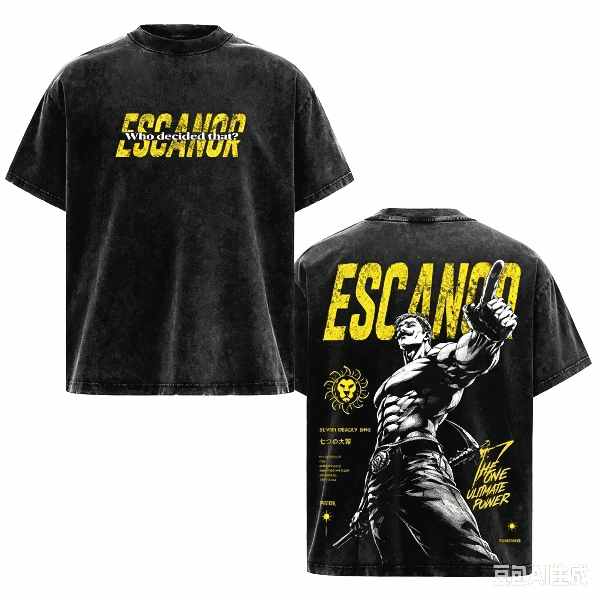 Hot Sale Anime The Seven Deadly Sins Escanor Graphic Washed T Shirts Y2K Men Women Casual Hip Hop Streetwear Oversized T-shirt