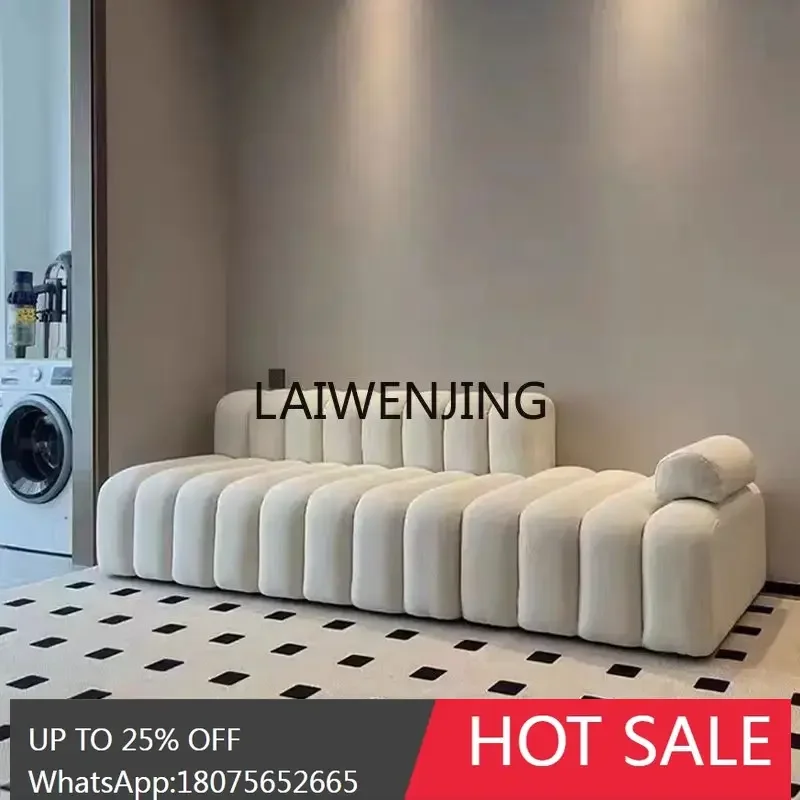 

piano key sofa small apartment straight row lamb wool without armrests module cream ins wind