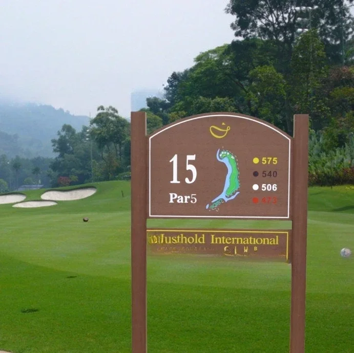 Golf fairway signs, tee table signs, course warning signs, cue signs
