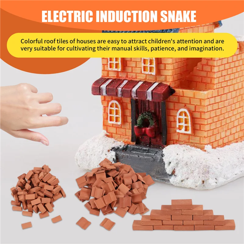 FBIL-200Pcs Mini Bricks&Roof Tiles Model Building Set Fake Red Bricks Landscaping Bricks Dollhouse DIY Garden Accessories