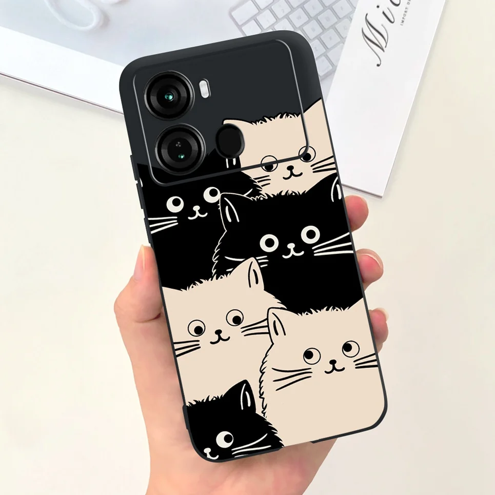 Coques For itel P40 Case Cartoon Cat Pattern Liquid Soft Silicone Back Cover For itel P40 Plus itelP40 Phone Case Shockproof Bag