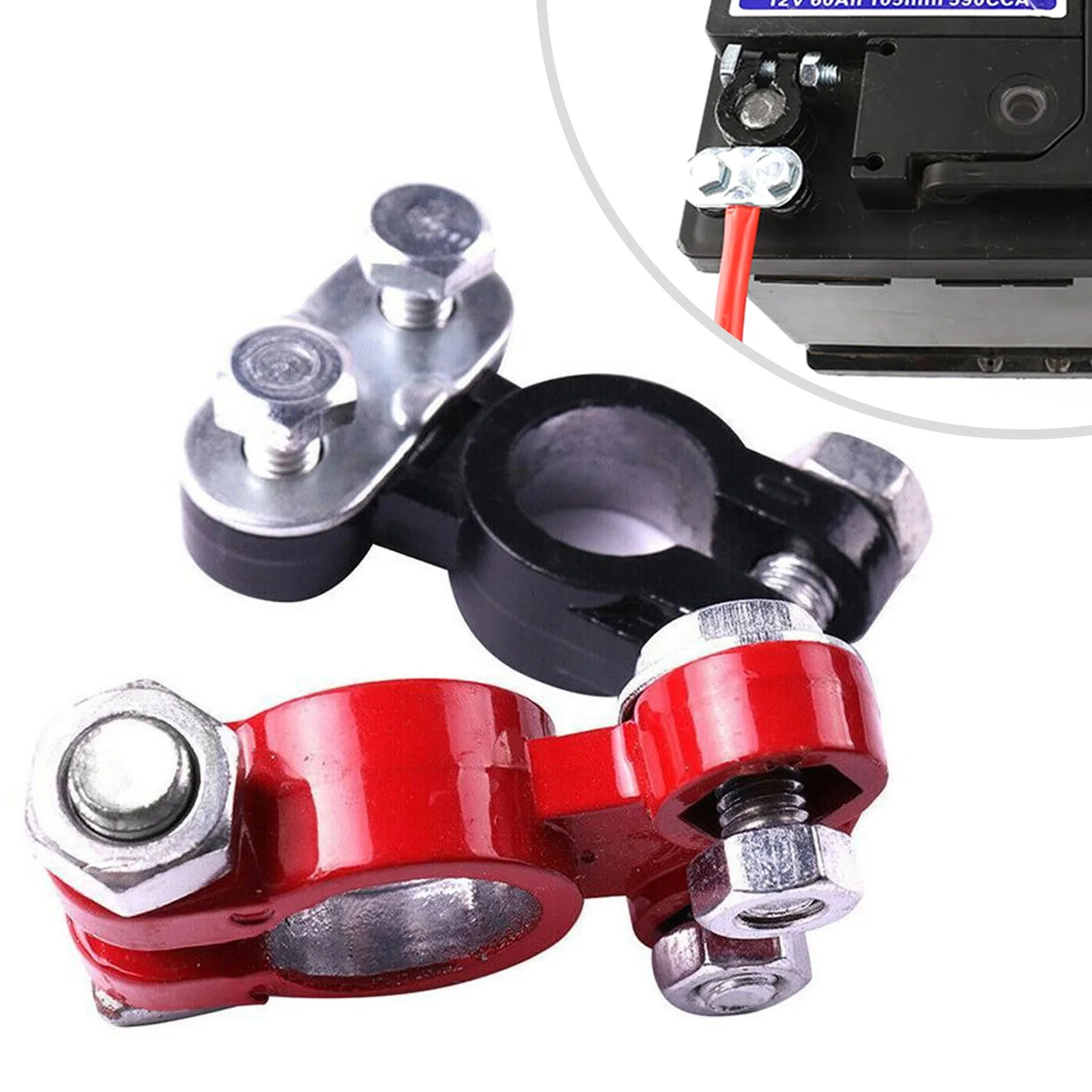 2pcs Car Boat Truck Battery Terminal Clamp Pile Alloy Head Automotive Connector Clip Aluminum-magnesium Terminal Battery