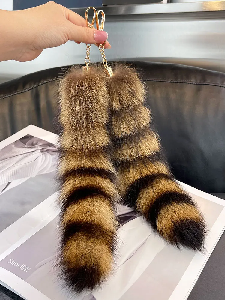لطيف الثعلب-راكون الذيل المفاتيح الفراء قلادة مفتاح سلسلة أكياس مفاتيح سحرية-حامل زوجين Keyrings لحقيبة الظهر سيارة الديكور