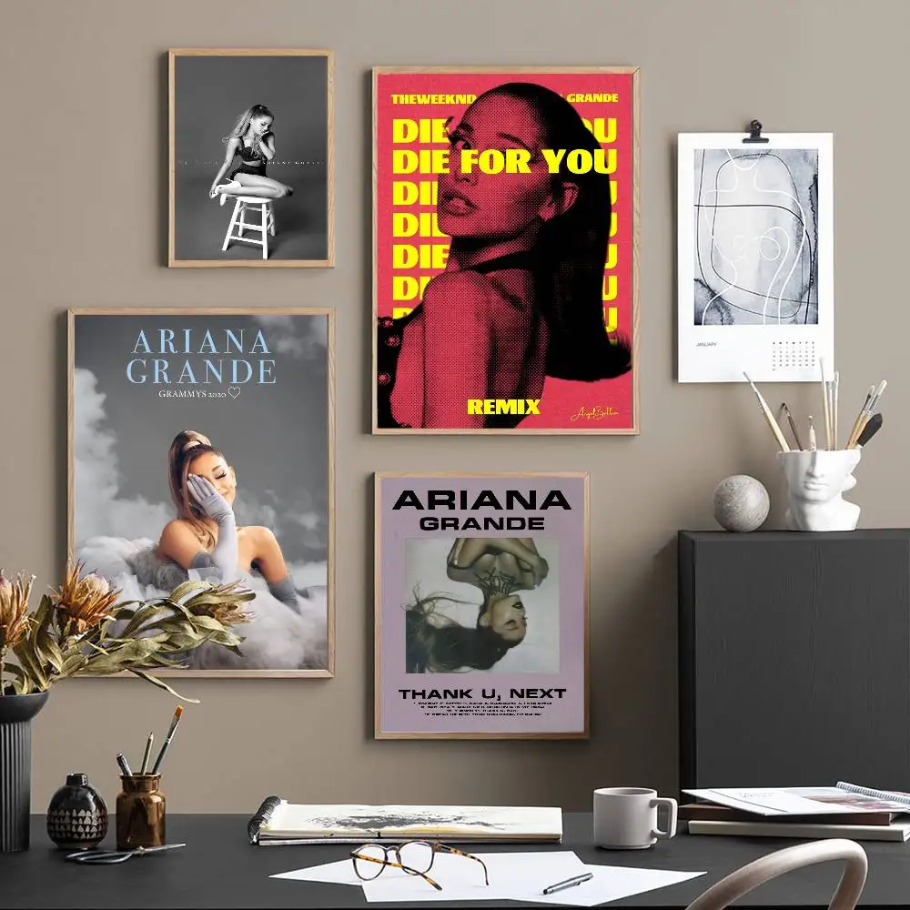 Singer Ariana Grande DIY Sticky Poster Vintage Room Bar Cafe Decor Home Decor