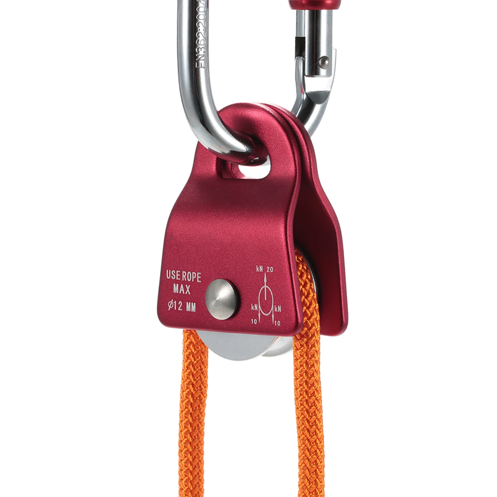 20kN Mobile Bearing Pulley, 1/2in Max Rope for Rigging Arborist Climbing, Tree Care & Rescue Lifting Tool