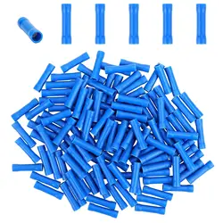 100pcs Blue Butt Connectors, Butt Splice Crimp Connectors, (16-14) AWG Insulated Electrical Wire Crimp Connectors, Butt Splice