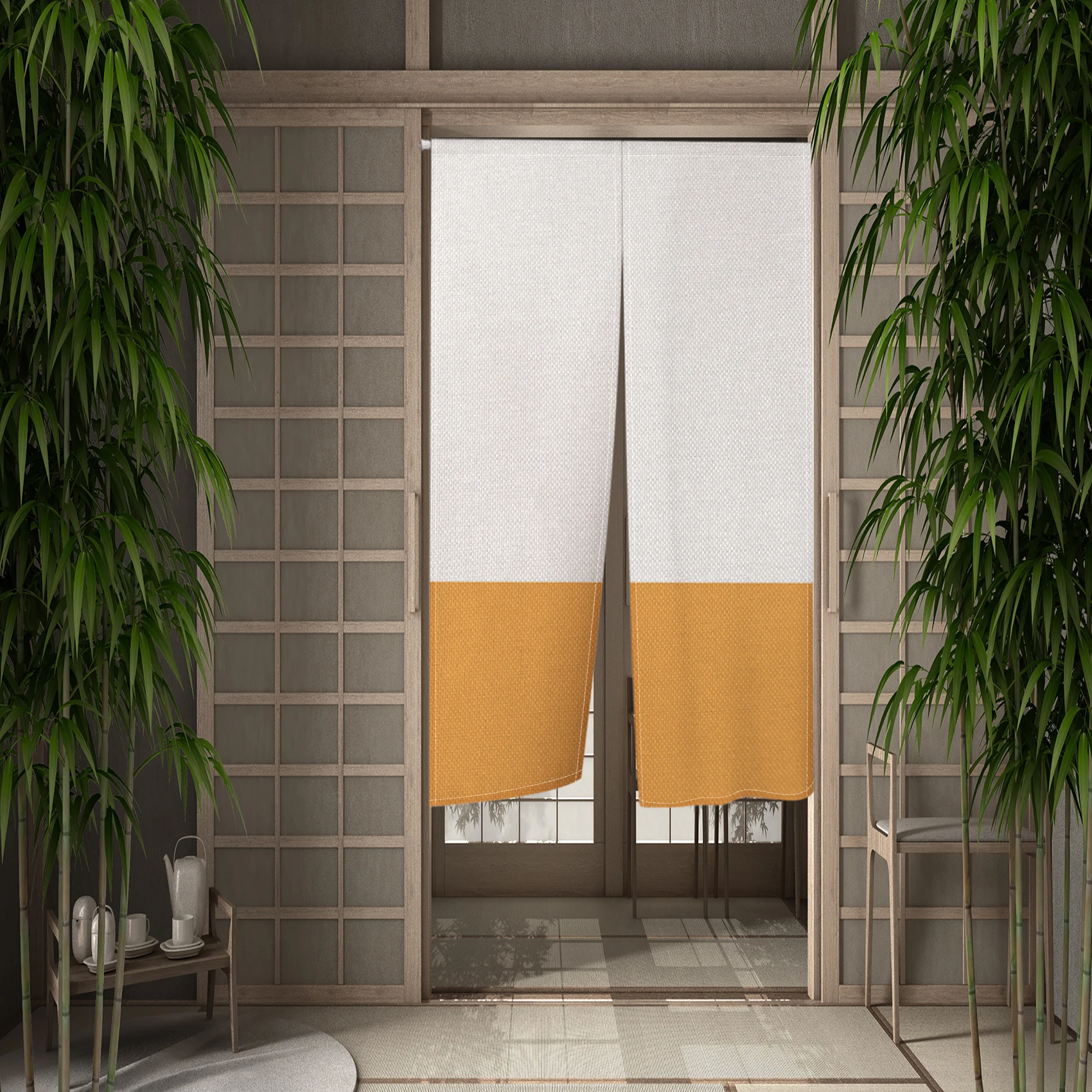 Rideaux de porte japonais simples, couleur unie, décoration de porte de cuisine, chambre à coucher, cloison d'entrée suspendue, demi-rideau occultant
