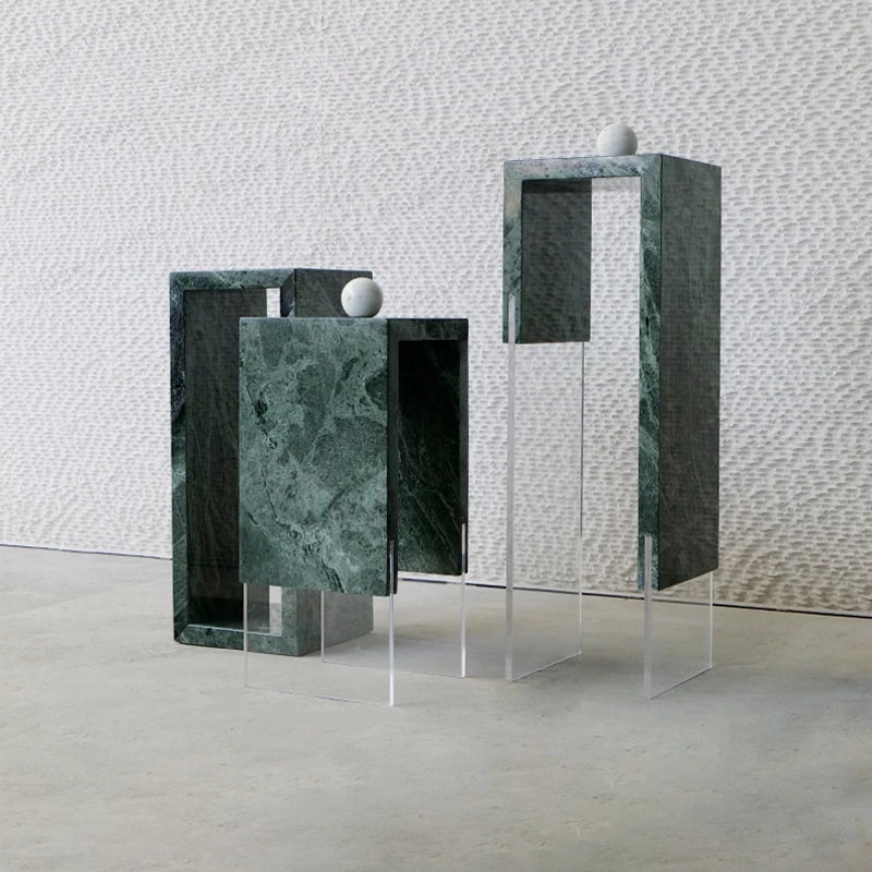 

Living room flower stand entrance table transparent shelf living room hotel floor-to-ceiling natural marble
