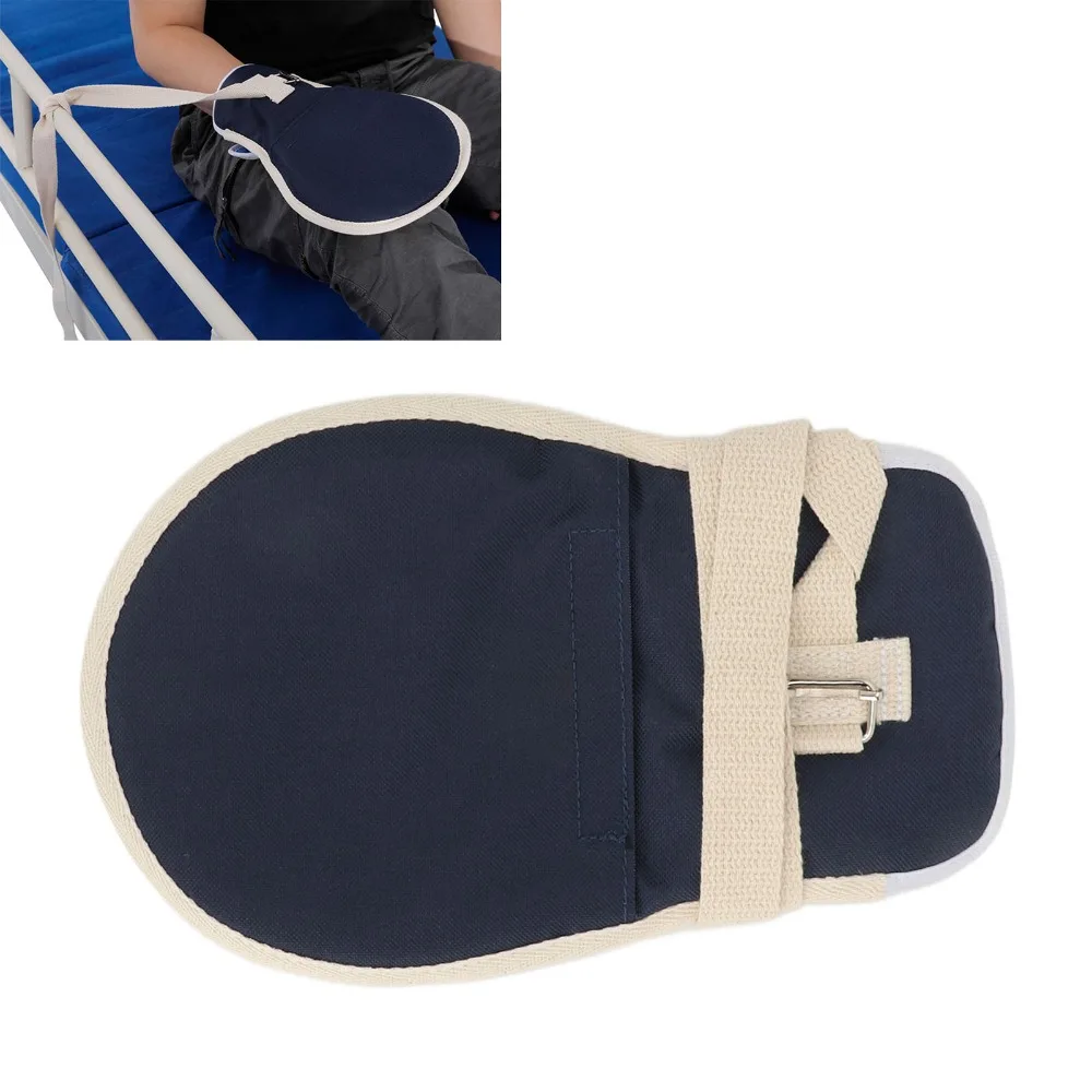 Navy Blue Breathable Cotton Patient Restraint Gloves Bedridden Elderly Anti-Scratch Hand Restraints