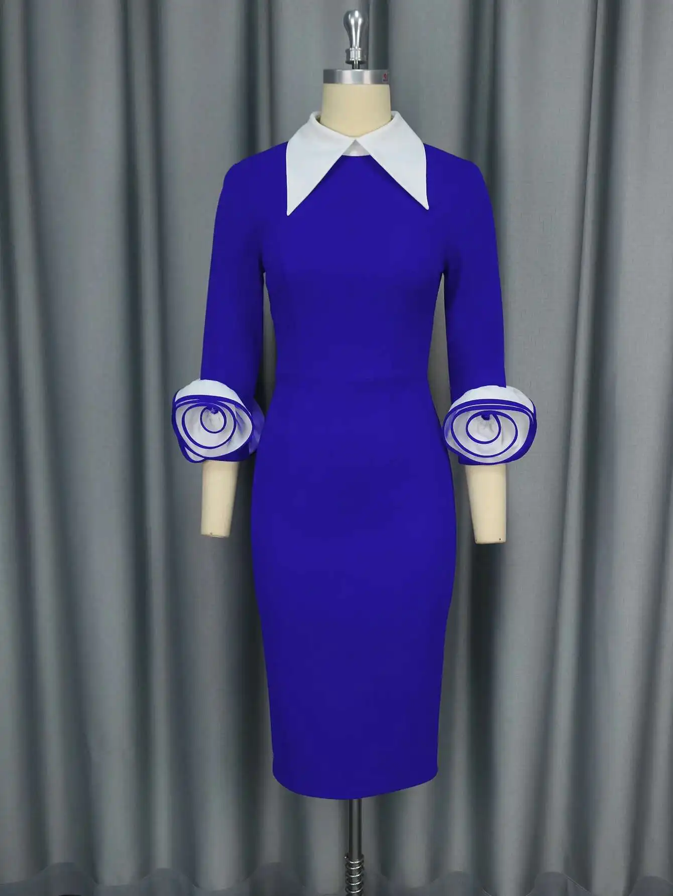 كتلة Am050125color بدوره إلى أسفل طوق فستان بكم طويل ثلاثية الأبعاد الأزهار حفلة Bodycon فستان 2025 فستان صيفي رداء Vestido النساء