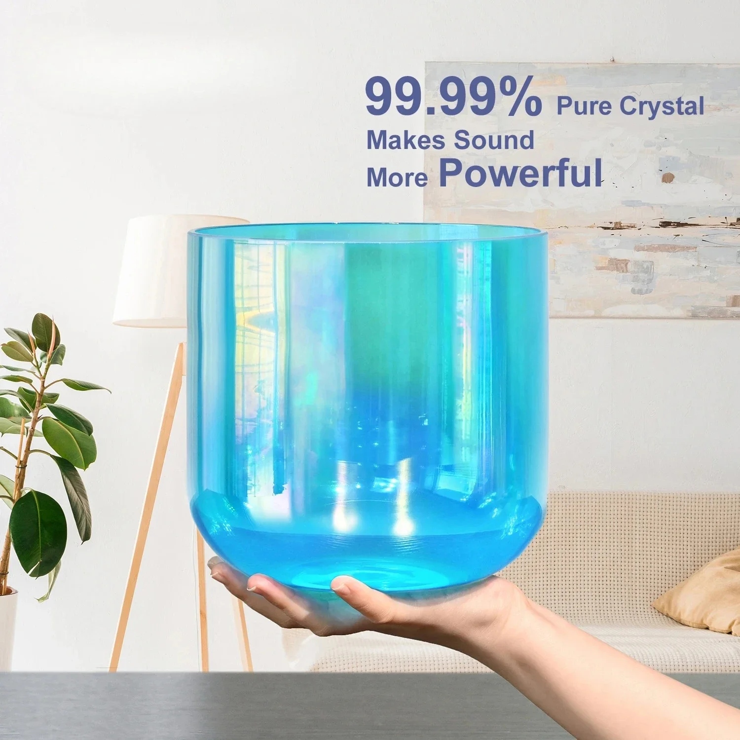 STAR LINKUP 7 Inch Cosmic-Light Blue Alchemy Clear Quartz Crystal Singing Bowl Sound Therapy Healing Percussion Bowl with Mallet
