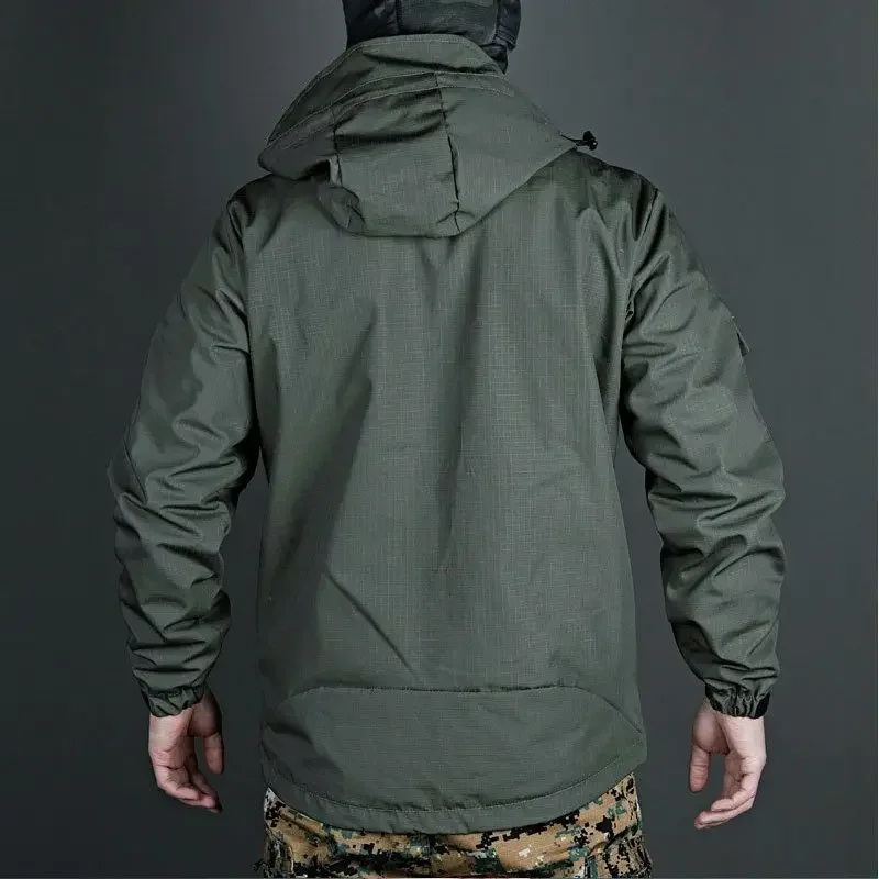 Tactical Jacket Sets Men Combat Training Suit Outdoor Soft Shell Work Wear SWAT Military Hooded Jackets+ Cargo Pants 2 Pcs Set