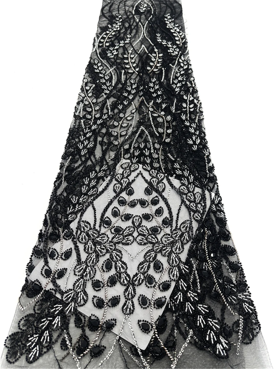 African Lace Fabric  High Quality Beads French Net Sequins Fabric Sewing Embroidered Lace Tulle Nigerian Lace Fabric-SHIT