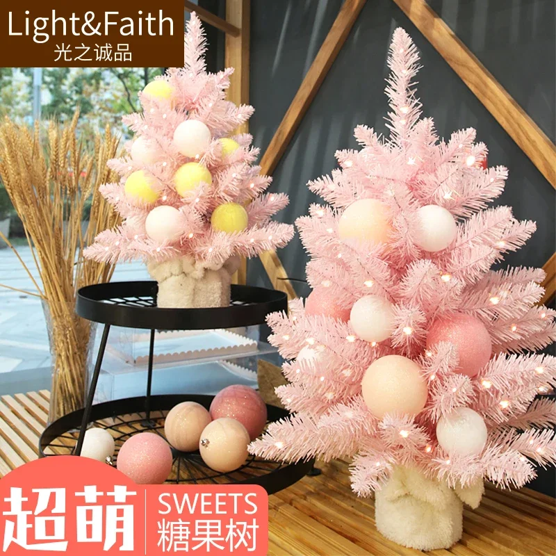 Pink Cherry Blossom Pink Christmas Tree 40cm60cm Mini Cute Tree Decoration Package Christmas Ornaments