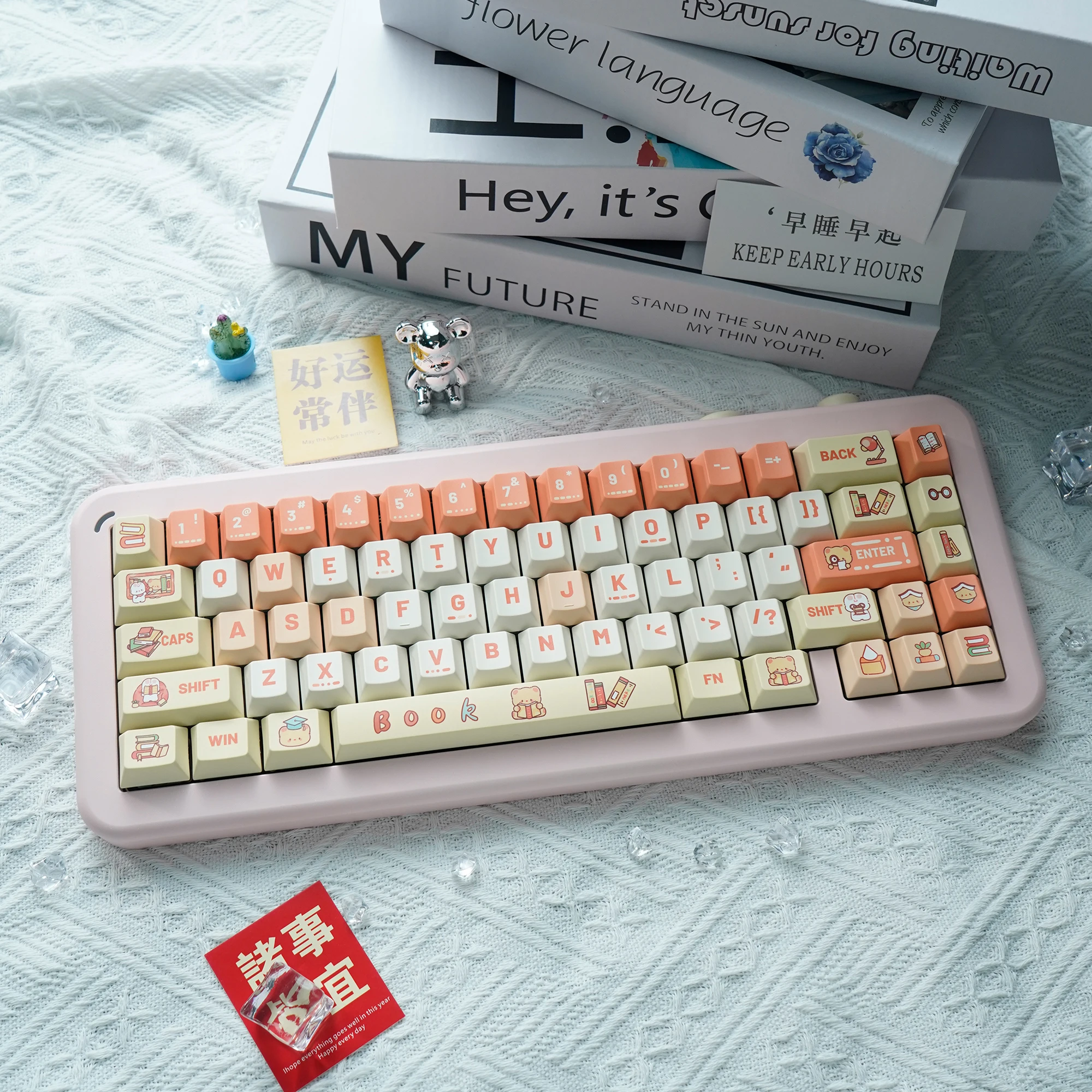 

132 Keys library Dye Sublimation Cherry Profile Cute Keycaps Keycap Set for Cherry MX Switches Mechanical Keyboards 키캡