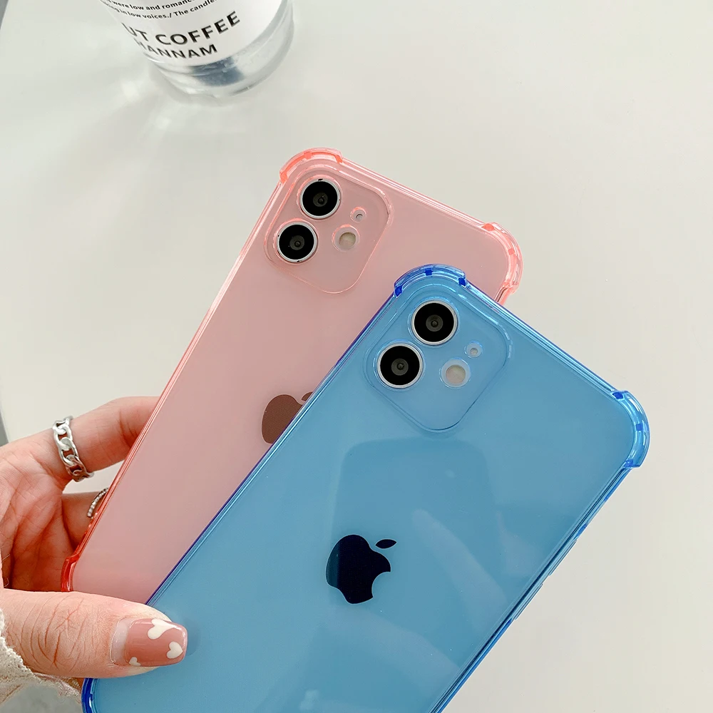 Luxury Clear Silicone Soft Case For iPhone 14 13 12 Mini 11 Pro XS Max X XR SE 2022 7 8 Plus Candy Color Transparent Back Cover