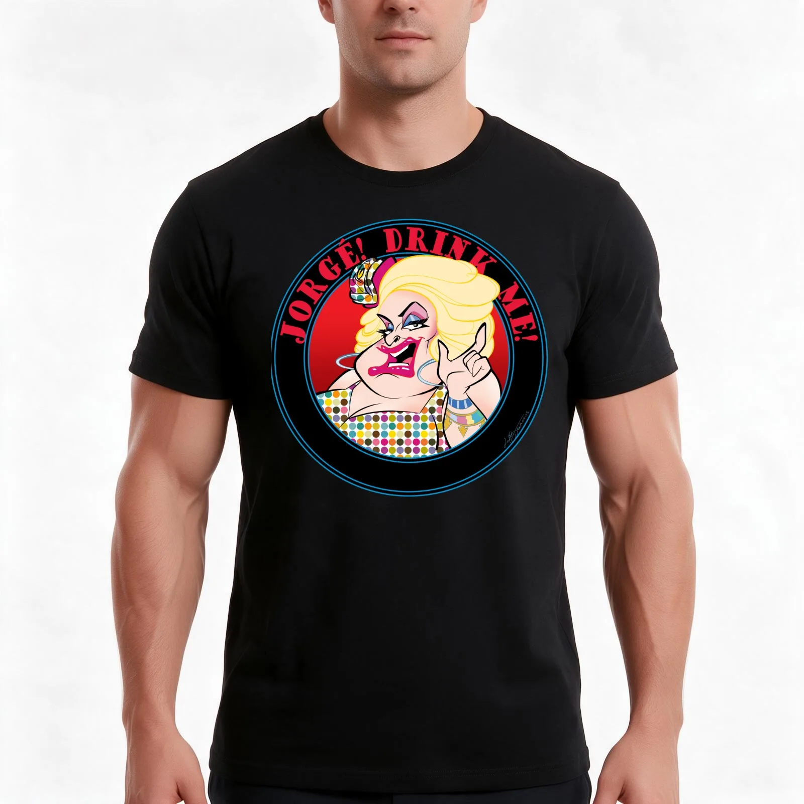 Jorge! Drink me! by Lar deSouza T-Shirt Summer Casual Cotton Tee Oversized Streetwear Tops Vintage Graphic Print 100% Cotton