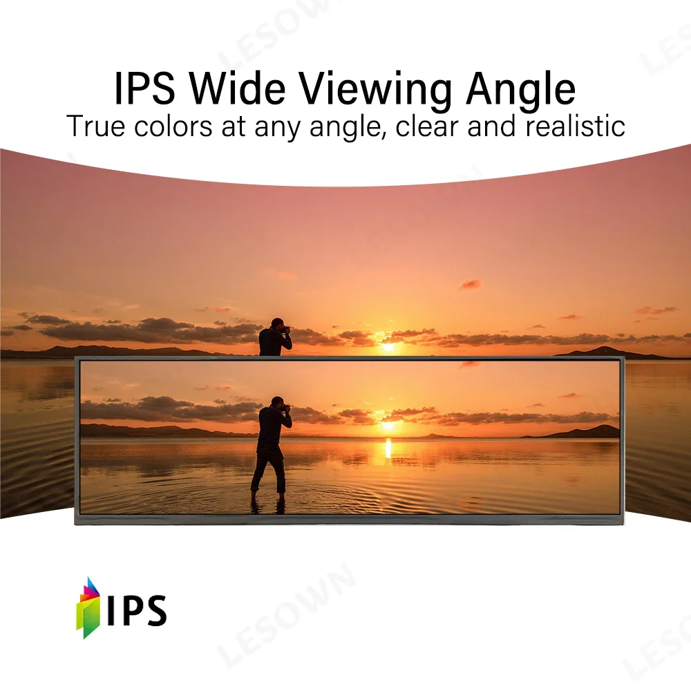 LESOWN 14.5 Inch Touch Screen with Board 2560x720 Capacitive Bar Display Module Plug and Play Mini HDTV Type-C Monitor Panel