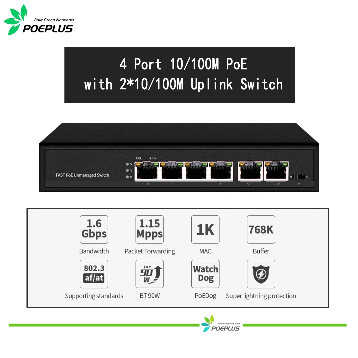 

1 in 4 out 100M ultra long distance Poe network extender with PD for 1000 meters