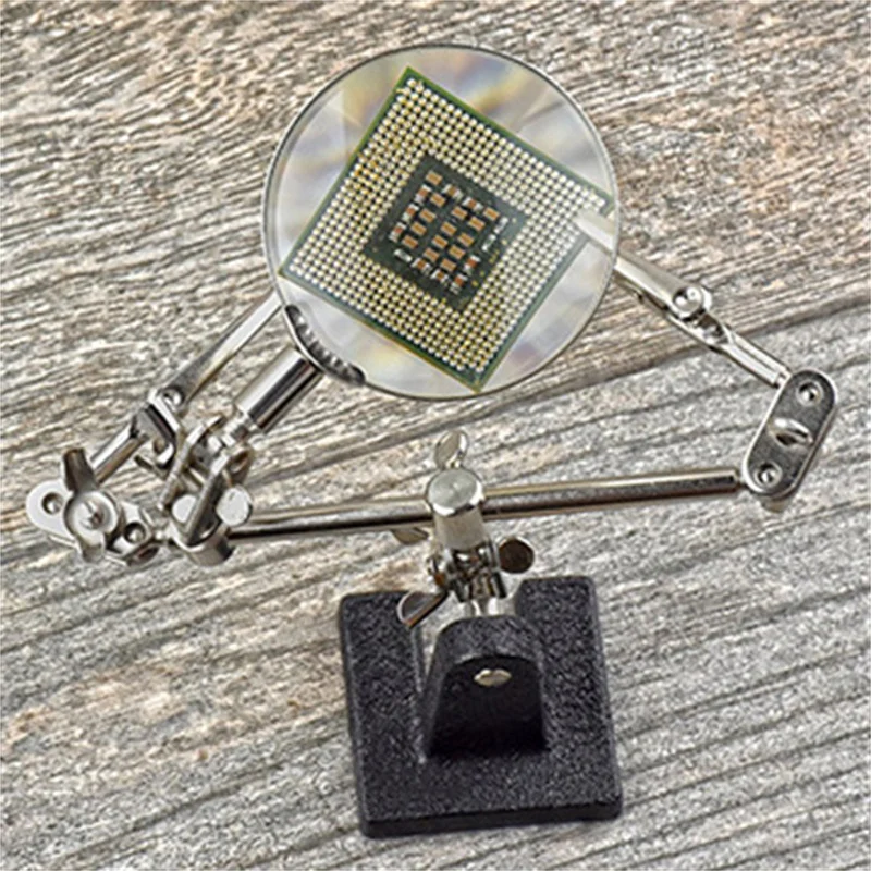 Soporte de soldador de tercera mano, abrazadera de ayuda, Clip de escritorio con lupa auxiliar, herramientas de soldadura para joyería, 2.5X