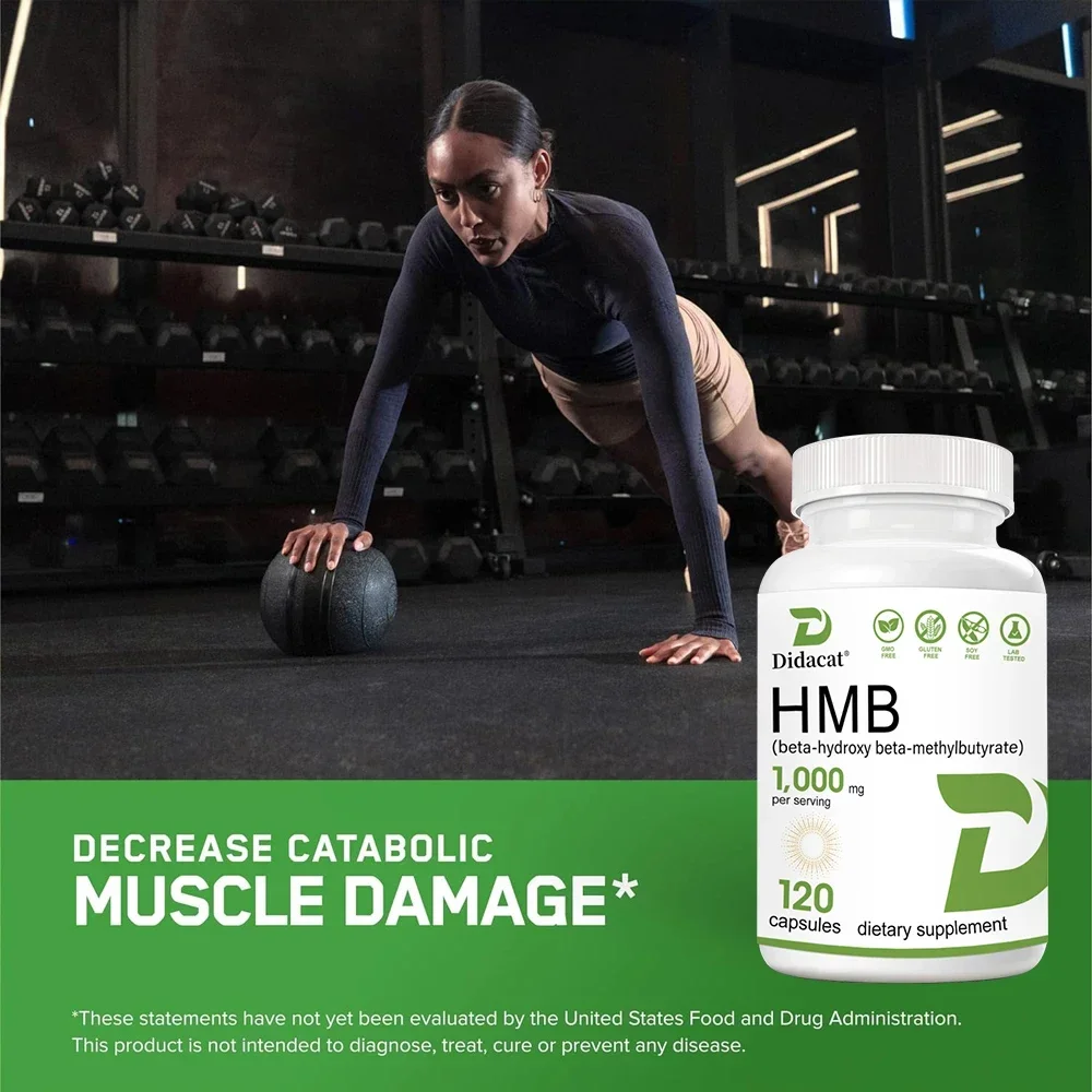 HMB Supplement for Muscle Growth, Retention and Lean Muscle Mass, Energy, for Men, Vegetarian Capsules