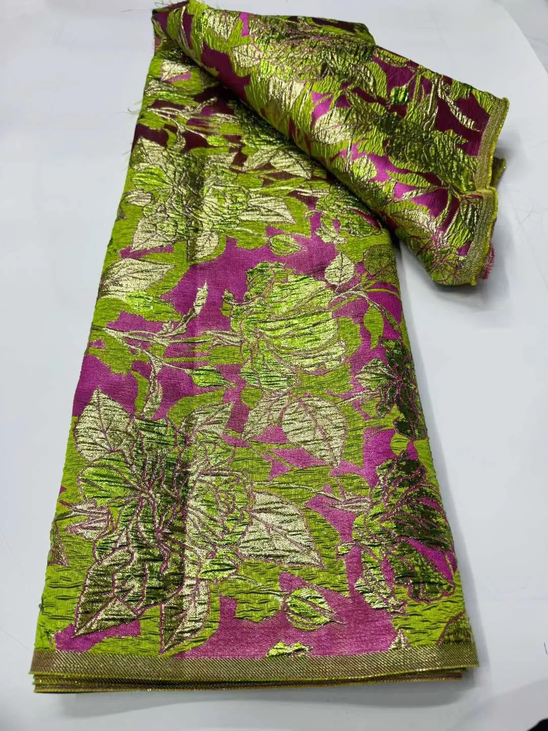 

Nigerian Brocade Damask Lace Fabric 5Yards High Quality French African Jacquard Organza for Women's Party Dress