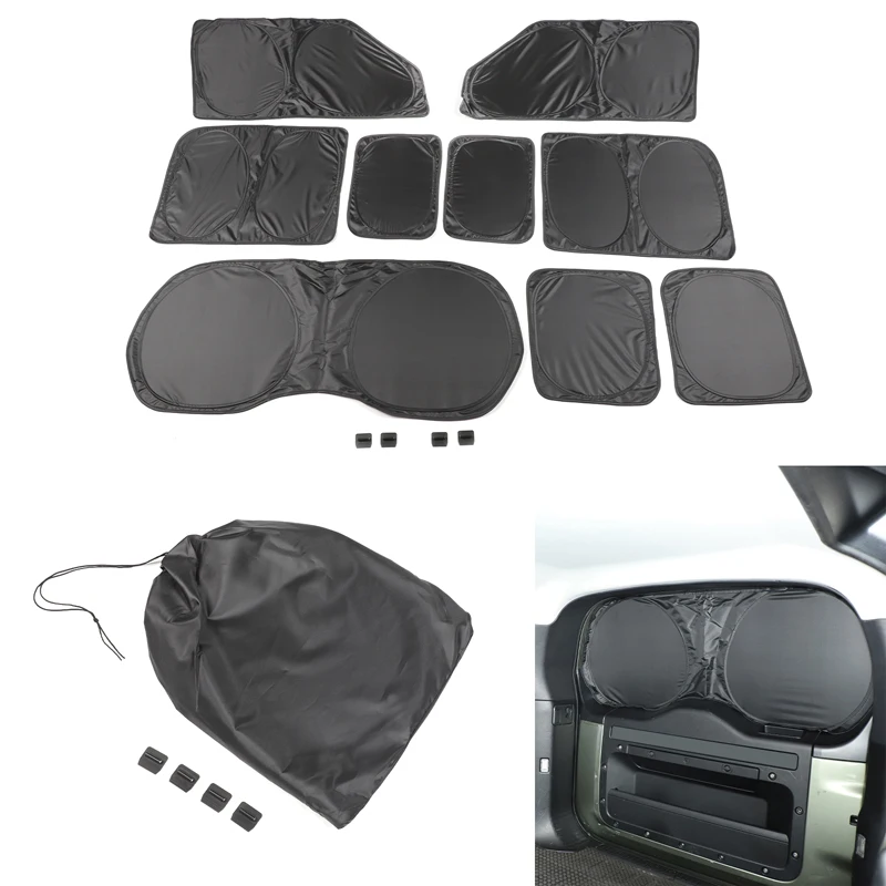 

9piece set silver tape For Land Rover Defender 90 110 130 2020+Car full window glass anti-UV sunshade Car protection accessories
