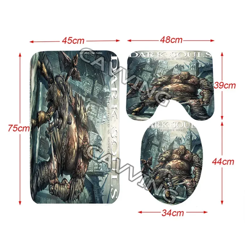 Dark Souls 3D printed shower curtain waterproof bathroom curtain anti-slip bath mat set toilet rugs K05